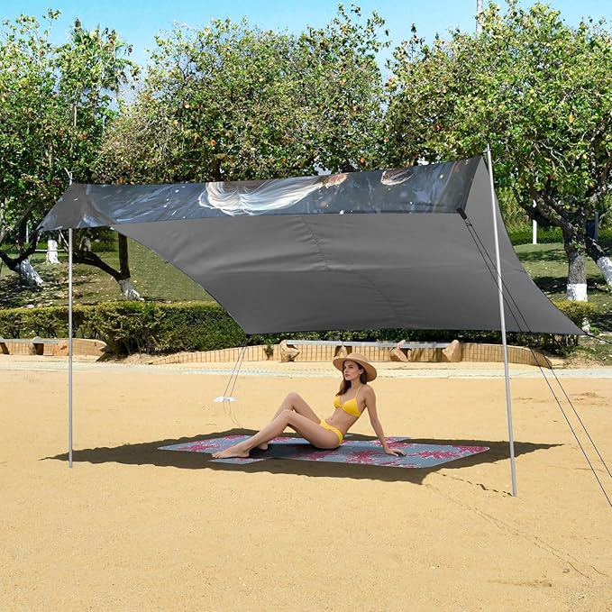 Game Anime Winter Playroom Wolf Beach Cabana Tent UPF50+ Water-Resistant Portable Sun Shelter with Sand Shovel for Family Trips Picnics &amp Camping