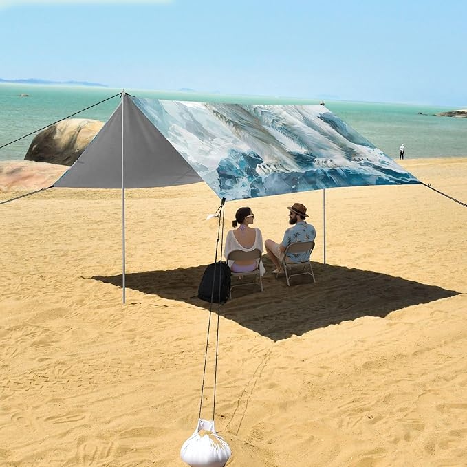 ALAZA White Polar Bear Animal Beach Tent Sun Shelter Portable Canopy Sunshade for Outdoor Camping Picnics Backyard Fun 10x9 ft