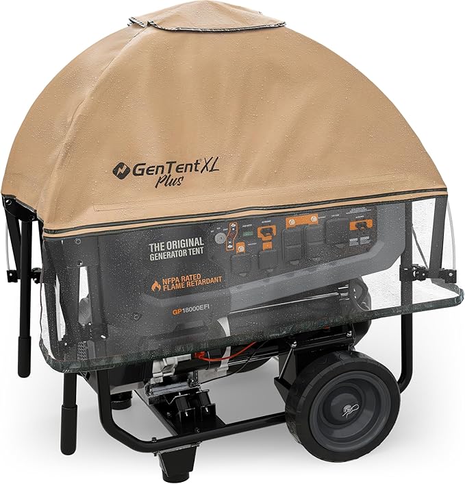 GenTent XL Open Frame Running Cover – Universal Kit Generator Tent for Larger Generators (Tan XL - Plus)