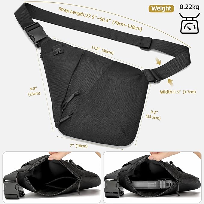 Tactical Crossbody Sling Bag for Men Women Anti Thief Conceal Carry Handgun Bag CCW Bags EDC Carry