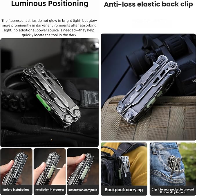 Multi Tool 26-in-1 Full-Size Lightweight EDC Multi-Purpose Pliers With Safety Locking Tactical Gear Nylon Bag Tools Gifts for Guys Gifts for Hunters Men who have Everything (Black)
