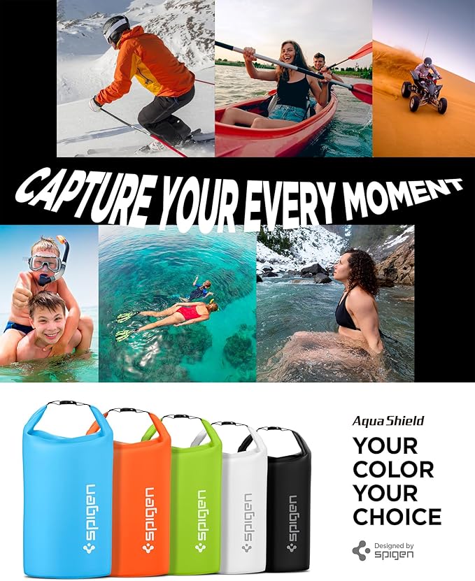 Spigen AquaShield Waterproof Dry Bag Backpack A631 30L Roll Top Lightweight Dry Storage Bag for Travel Swimming Boating Kayaking Camping and Beach