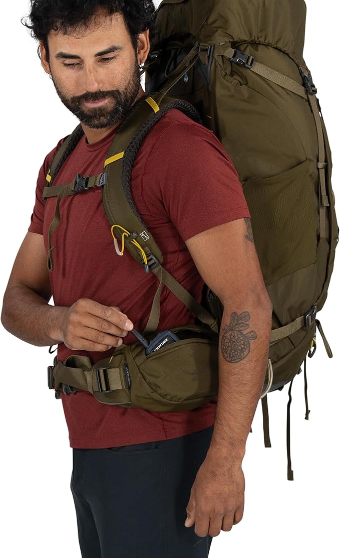 Osprey Kestrel 58L Men's Backpacking Backpack - Hiking &amp Camping Bag with Waterproof Raincover Moss Green Large/X-Large