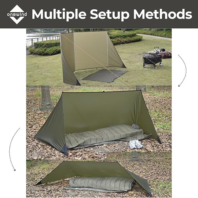 Onewind Emergency Shelter Survival Shelter Tent Lightweight Reusable Rainproof Windproof Shelter for Camping Hiking Backpacking and Camping Cot OD Green