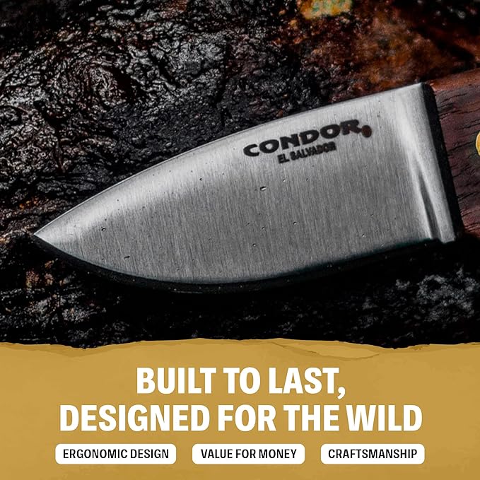 Condor Tool &amp Knife Compact Kephart Knife - 1095 High-Carbon Steel Blade - Ergonomic Walnut Handle - Premium Handcrafted Leather Sheath - Ideal for Survival Camping and Outdoor Adventures