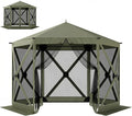 Outsunny 10 x 11 ft Pop Up Gazebo Screen Tent Outdoor Portable Instant Camping Canopy Screen House Sun Shelter with Mesh Nettings Carry Bag Ground Stakes Ropes for Patio Backyard Dark Green