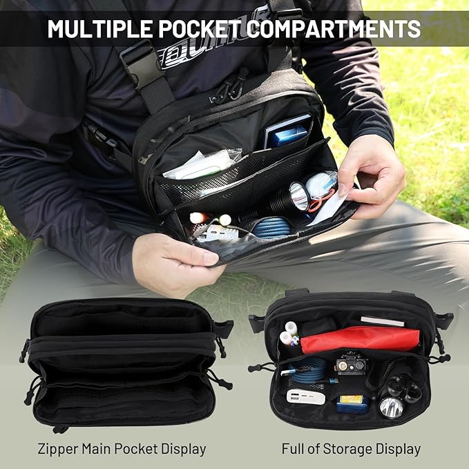 Tactical EDC Chest Bag Utility Molle Chest Rig Pouch with CCW Compartment Adjustable Strap Outdoor Chest Pack