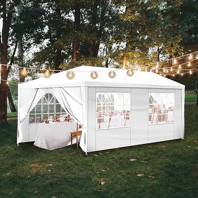 Outdoor Gazebo Canopy Wedding Party Tent Camping Shelter Commercial Instant Shelter Waterproof Tent with Removable Side Walls (10'x20' with 6 Sidewalls)