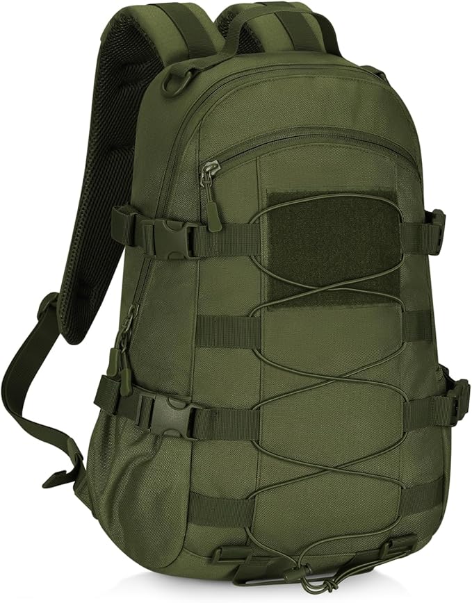 HUNTVP Tactical Backpack Outdoor MOLLE Military Hunting Rucksack Gear Assault Travel Daily 25L Pack Bag for Working Camping (Army Green)