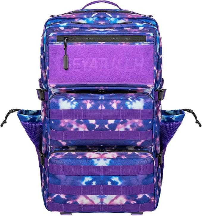 55L Military Tactical Backpack - Bug Out Bag with MOLLE System for Hiking(Purple tie dye)