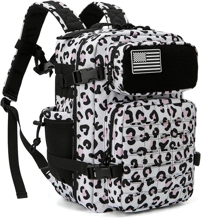 25L/45L Tactical Backpack for Men and Women Small School Outdoor Rucksack Survival Assault Bag Hiking Backpacks Back Pack(25L Leopard)