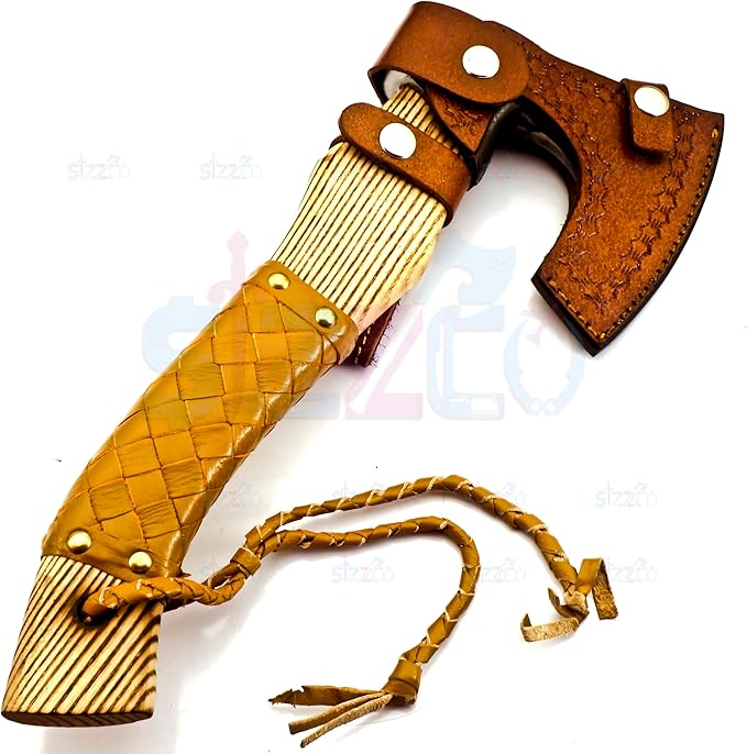 Custom Gift Forged Carbon Steel Viking Style Bearded Axe - Real Hatchet Throwing &amp Camping Axe Best Gift for Anniversary Valentine's Day Birthday with Premium Leather Sheath