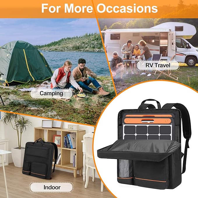 HODRANT Solar Panel Storage Bag Travel Backpack Compatible with Jackery SolarSaga 100W 100X 200W Padded Carrying Case for 2 Panels Portable Carrier with Pockets