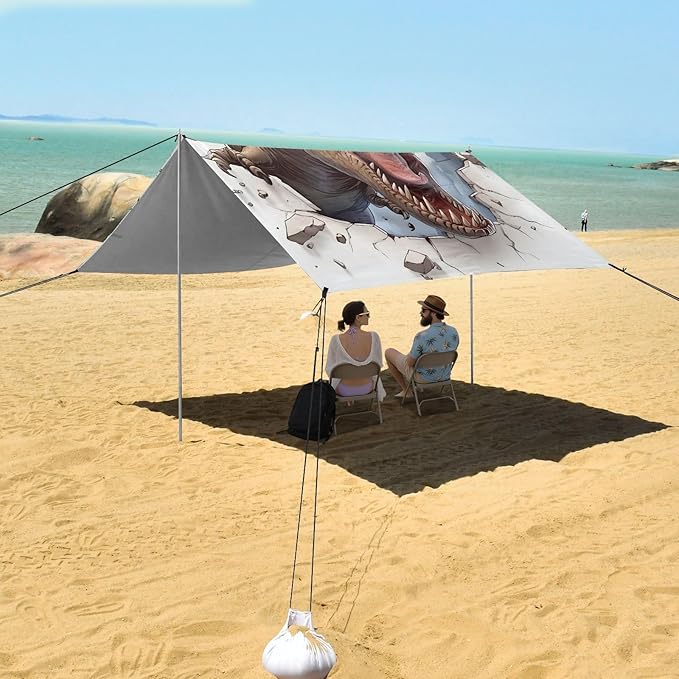 ALAZA Dinosaur Break Through Wall Beach Tent Sun Shelter Portable Canopy Sunshade for Outdoor Camping Picnics Backyard Fun 10x9 ft