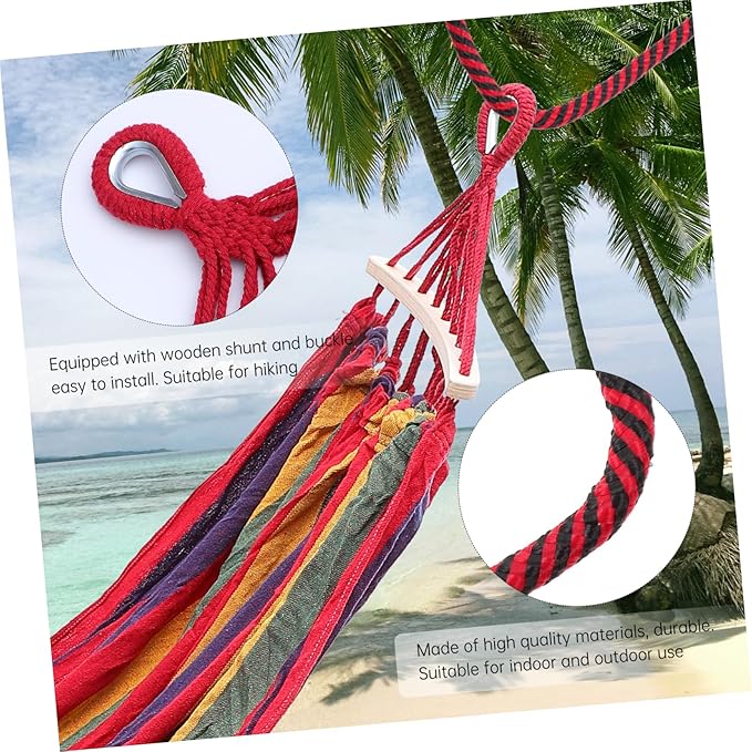 Milisten Outdoor Lounger Camping Hammock Stand Striped Canvas Swing Bed for Garden Portable Camping Hammock for Travel