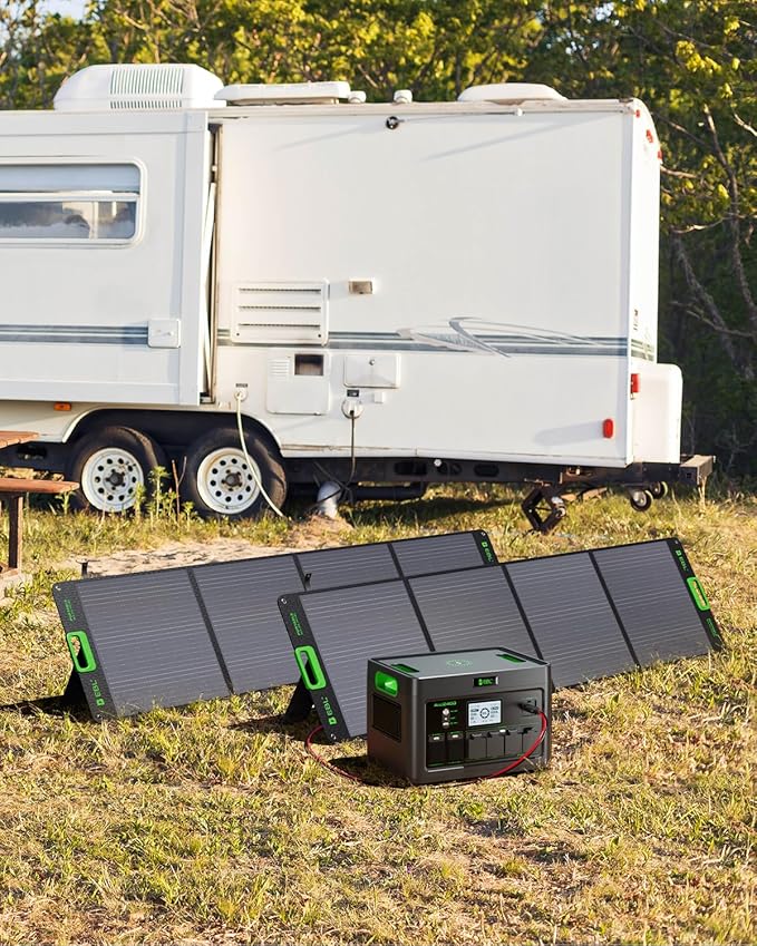 EBL 2400W Portable Power Station with 2x200W Solar Panels (Ship Separately) 1843Wh Home Backup BatteryLiFePO4Solar GeneratorPure Sine Wave For Outdoor Camping RV Travel Off-grid Home Emergency