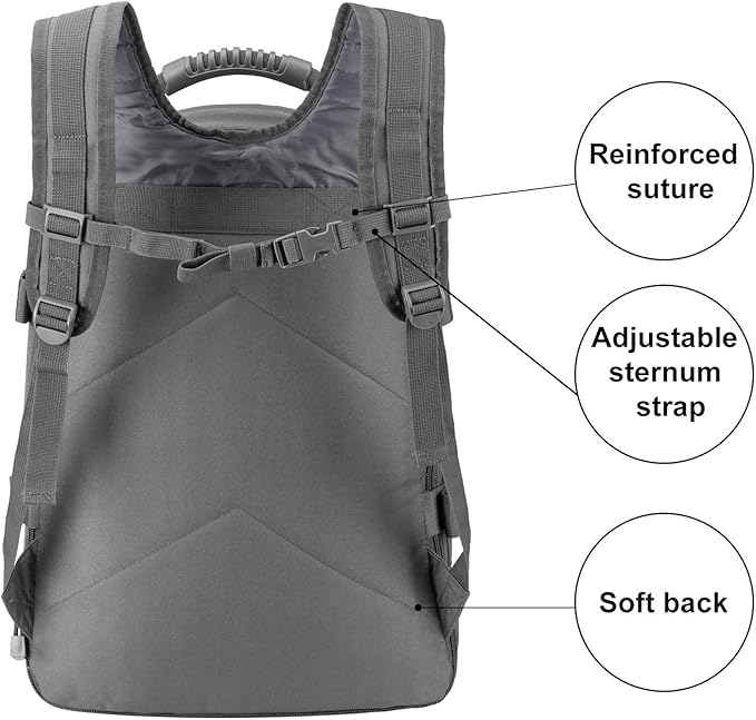 Tactical Backpacks Assault Pack 3 Day Bag Expandable Backpack Out Bag Classic Case Travel Hiking(Gray Not with Belt)