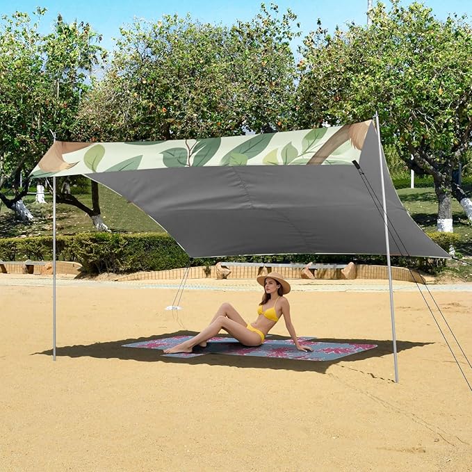 ALAZA Cute Baby Sloths Relaxing Beach Tent Sun Shelter Portable Canopy Sunshade for Outdoor Camping Picnics Backyard Fun 10x9 ft