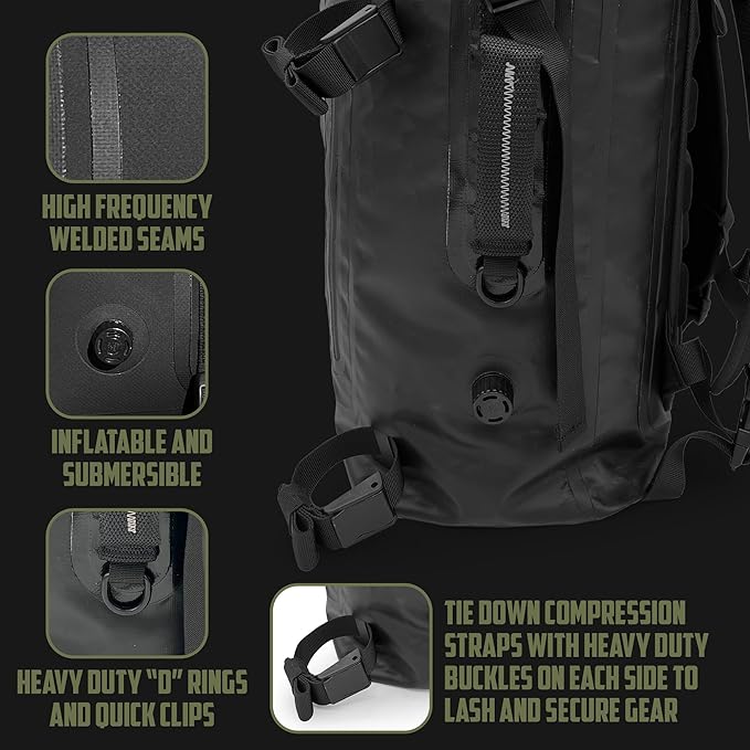 FIELDCRAFT Wayfarer Waterproof Rolltop Backpack Dry Bag for Outdoor Water Sports Kayaking Boating Camping Hiking Scuba Diving Fishing Beach and Lake Activities