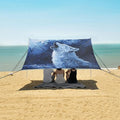 ALAZA Wolf Howling at Night Beach Tent Sun Shelter UPF50+ Protection Beach Shade Canopy w/ 4 Sandbags for Outdoor Camping Fishing Backyard Fun Picnic 10x9 ft
