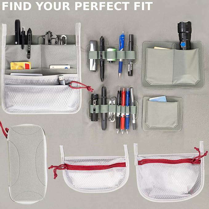 Multi Pocket Admin Organizer for Backpack Hook and Loop Pouch Mesh Zipper Pouch Tactical Backpack Organizer Insert for Men &amp Women EDC Tool Kits for Outdoor Travel - Tactical Bag Accessories