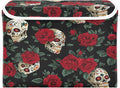 Storage Bins With Lid Stackable Fabric Closet Organizer Clothing Storage Large Boxes For Closet Shelves Bedroom Black Skulls Roses Elegant Edgy