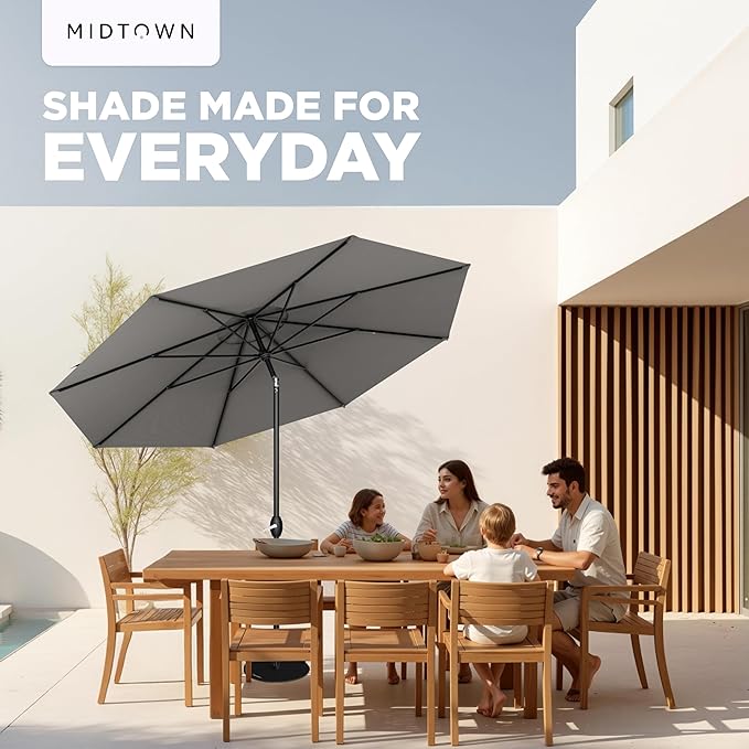 Midtown Umbrellas The Lean Patio Umbrella (Terylast Fabric - Charcoal 8 Foot)
