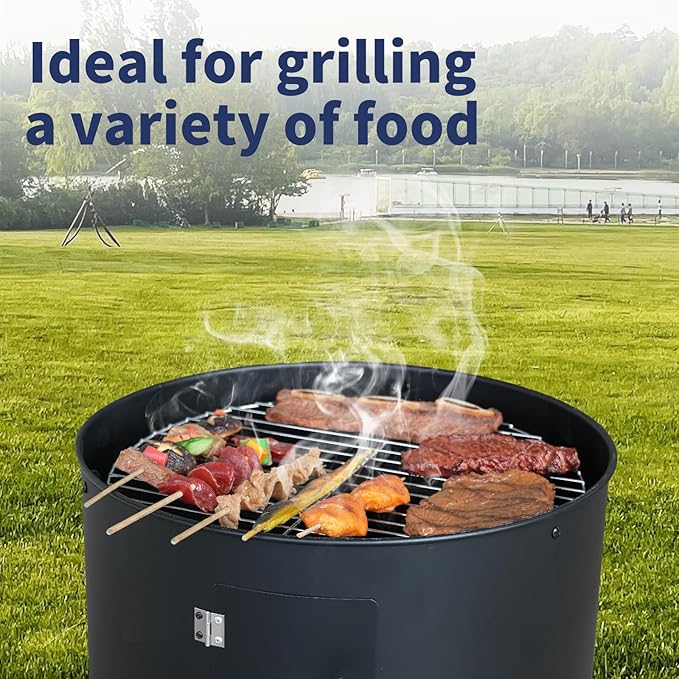 16 inch Vertical Charcoal Smoker Mini BBQ Grill Fire Pit 3-in-1 with Built-in Thermometer Adjustable Air Vent Idea for Parties Backyard Patio Camping