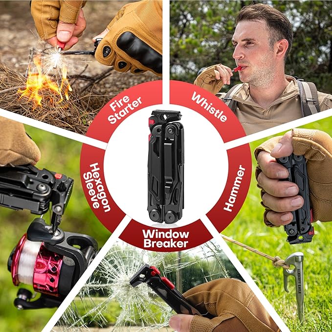 WETOLS Multitool with Pocket Knife 27-in-1 Stainless Steel Needle Nose Pliers with Screwdrivers Self-locking Multi tool EDC Gear with Sheath Ideal for Survival Outdoor Camping