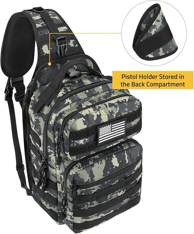 CVLIFE Tactical Sling Bag Backpack for Men Military Shoulder Sling Bag Molle Army Assault Detachable Tactical Bag with Bottle Holder Concealed Carry Daily Day Pack Work Bag for EDC Hiking Shadowstand