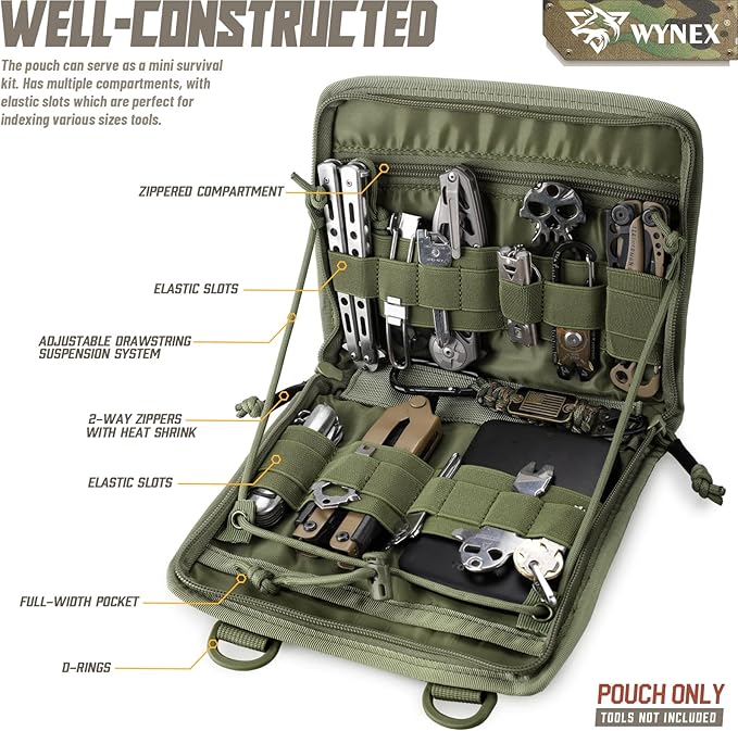 WYNEX Tactical Folding Admin Pouch Molle Tool Bag Utility Organizer EDC Medical Bag Modular Pouches Tactical Attachment Admin Pouch