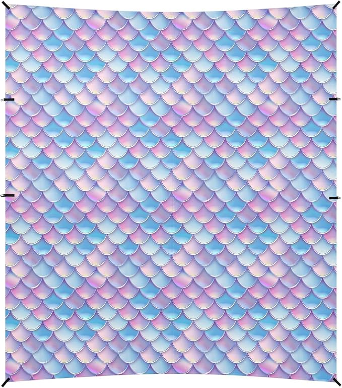 ALAZA Rainbow Mermaid Scale Beach Tent Sun Shelter UPF50+ Protection Beach Shade Canopy w/ 4 Sandbags for Outdoor Camping Fishing Backyard Fun Picnic 10x9 ft