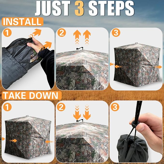 360° Hunting Blind &amp Portable Shower Combo–Ultimate Wilderness Survival Kit for Camping Hunting Expeditions|All-in-One OutdoorGear Bundle (360Hunting Blind for Turkey Hunting+6000mAh Portable Sho