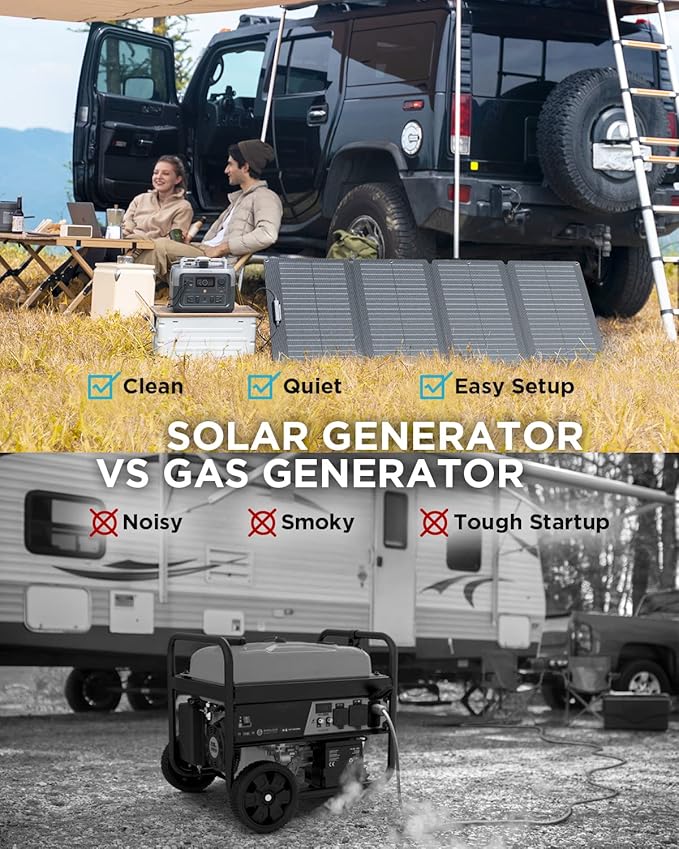 EF ECOFLOW River 2 Max Solar Generator 512Wh Long-Life LiFePO4 Portable Power Station&amp 160W Solar Panel for Home Backup Power Camping &amp RVs 100% Charged in 60m with 3000+ Cycles &amp Up to 1