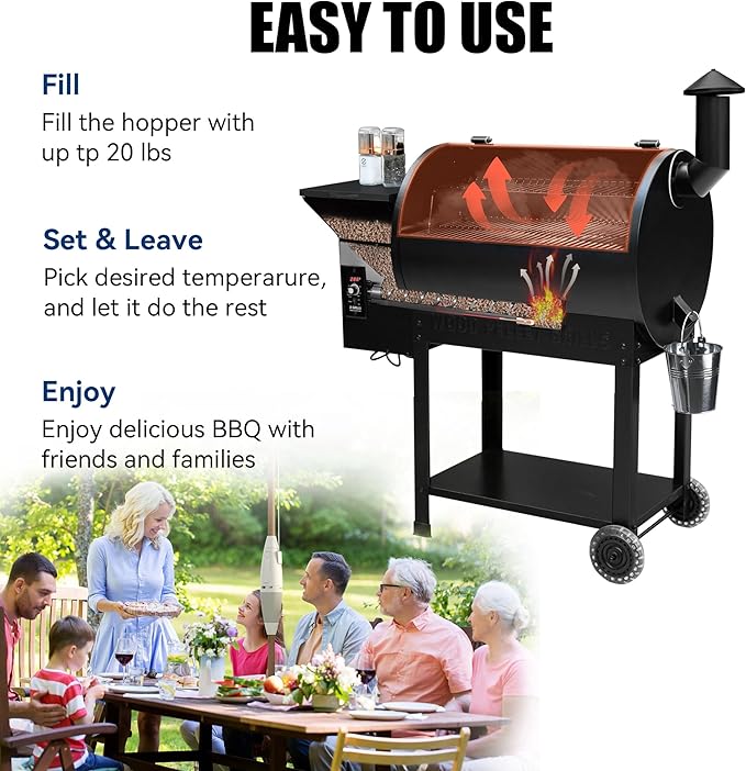 Z GRILLS Pellet Smoker Grill with PID Control Rain Cover 700 sq. in Cooking Area for Outdoor BBQ ZPG-7002B