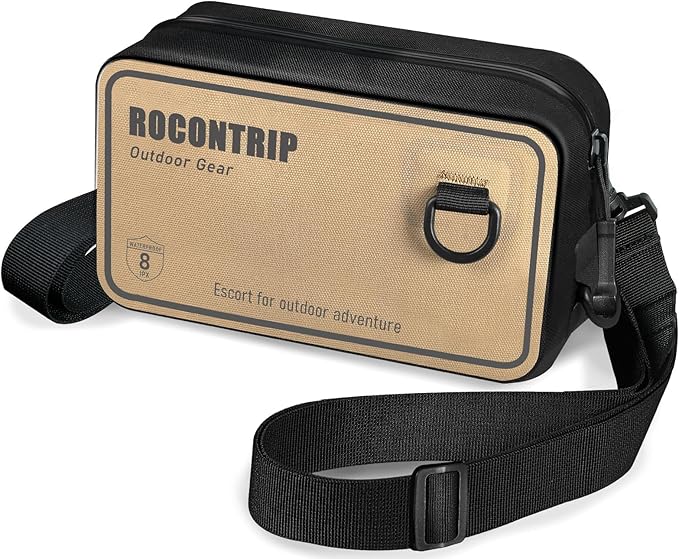 ROCONTRIP 100% Waterproof Dry Bag Dry Waist Pack with Airtight Zipper Adjustable Strap Sling Bag Lightweight Crossbody Dry Bag for Kayaking Snorkelling and Swimming (Khaki)