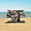 ALAZA Cute Yak Flowers Beach Tent Sun Shelter UPF50+ Protection Beach Shade Canopy w/ 4 Sandbags for Outdoor Camping Fishing Backyard Fun Picnic 10x9 ft