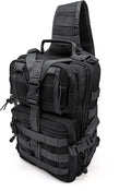 Silfrae Tactical Sling Bag Military Single Shoulder Backpack Chest Bag Range Bags (Black)