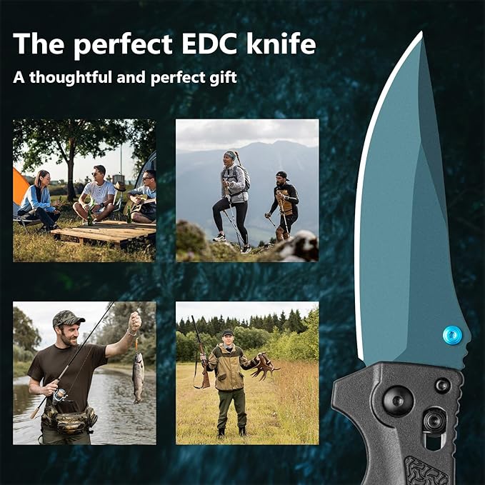 Folding Pocket Knife with CPM Steel Blade &amp Nylon Handle for Camping Travel EDC Reversible Clip Ideal Outdoor Gift