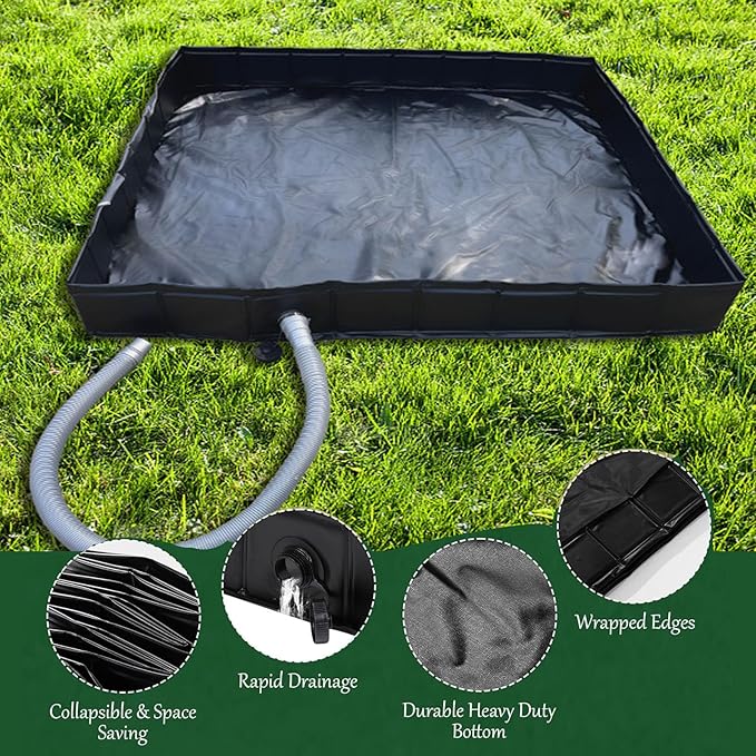 Upgraded Portable Shower Pan 41 x 41 x 5 Foldable RV Shower Pan with Drain Hose &amp Pouch Outdoor Shower Floor Camping Shower Base to Keep Feet Clean for Outdoor Indoor Camping Beach