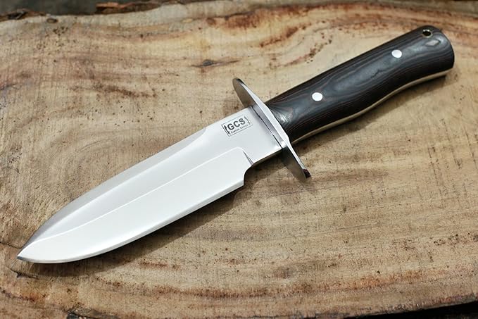 GCS Handmade D2 steel Hunting Knife G10 Full Tang Handle Fixed Blade Knife Right Hand Scout Carry Buffalo leather Sheath Sharpening Stone Hunting Camping Survival EDC-GCS 915