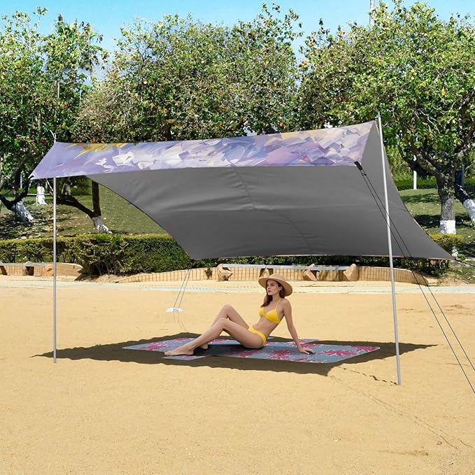 ALAZA White Wine with Barrel Vineyard Grape Beach Tent Sun Shelter Portable Canopy Sunshade for Outdoor Camping Picnics Backyard Fun 10x9 ft