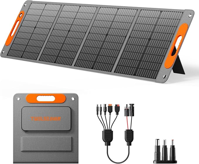 120W Portable Solar Panel for Power Station 24% High Efficiency ETFE Foldable Solar Panel Charger QC3.0 Type-C 60W MC4 Output IP65 Waterproof for Outdoor Camping RV Emergency Power Supply