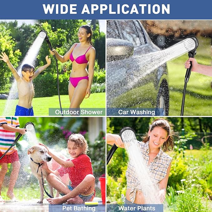 MIAOKE Upgrade Portable Camping Shower 7800mAh Outdoor Electric Shower Rechargeable Pump with Intelligent Digital Display Temperature Display Shower Head for Camping Hiking Traveling