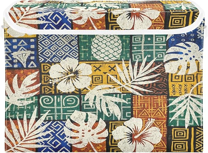 senya Baskets Collapsible Storage Bins with Lids Hawaiian Tribal Storage Boxes Clothes Baskets for Organizing