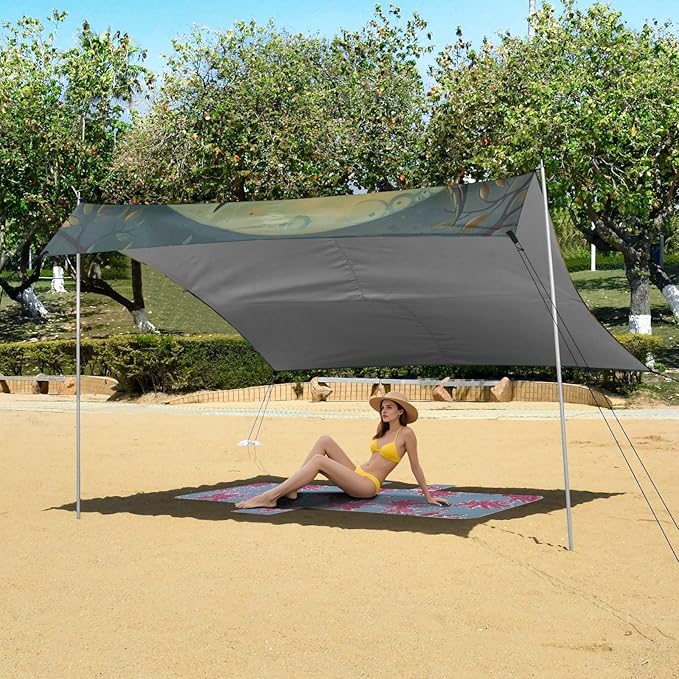ALAZA Owl Tree Beach Tent Sun Shelter Portable Canopy Sunshade for Outdoor Camping Picnics Backyard Fun 10x9 ft