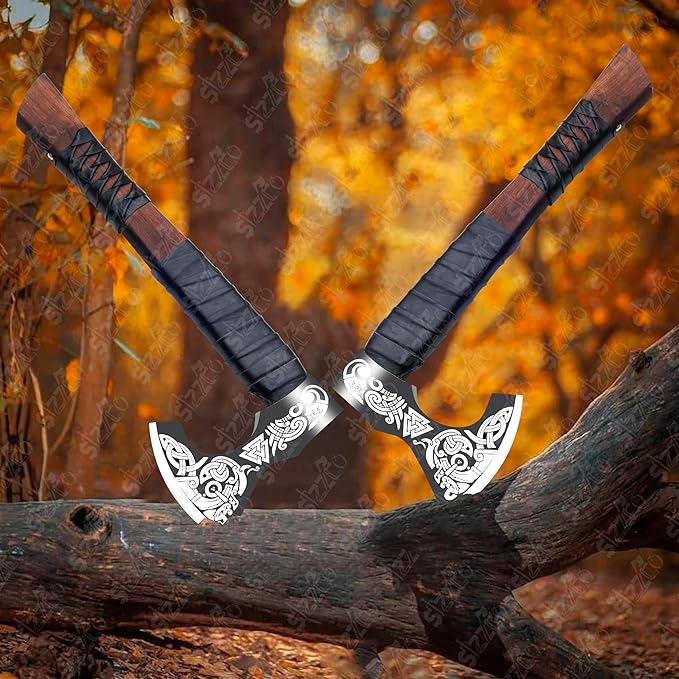 Norse Viking Axe - Bearded Hatchet for Camping Throwing and Woodworking | Berserker Hand Axe Gifts for Men | Viking Gifts Tomahawk Tool for Him Christmas Anniversary Birthday Gift for Him/Her