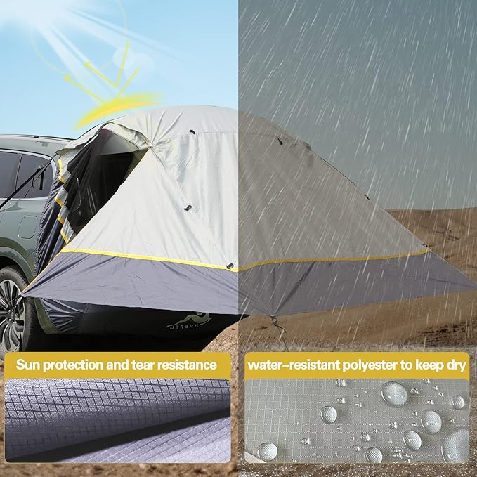 SUV Tent Car Awning UPF 50++ with Portable Waterproof Storage Bag Tear-Resistant Large Space Good Vision Smooth Ventilation Suitable for Outdoor Beach Camping Auto Canopy Shade…