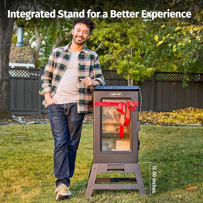 EAST OAK Ridgewood Pro 30 Electric Smoker Built-in Meat Probe &amp Elevated Stand for Outdoors Up to 6× Longer Smokes Adjustable Side Chip Loader Smoke with 725 sq in Cooking Area Night Blue
