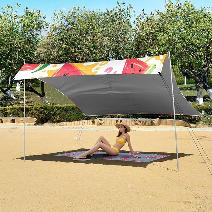 ALAZA Watercolor Watermelon Pattern Beach Tent Sun Shelter Portable Canopy Sunshade for Outdoor Camping Picnics Backyard Fun 10x9 ft